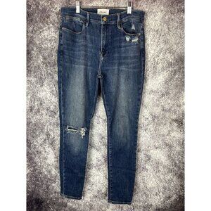 Frame Jeans Womens 30 Blue Distressed Denim Le High Skinny Sleek Boho Indie Art